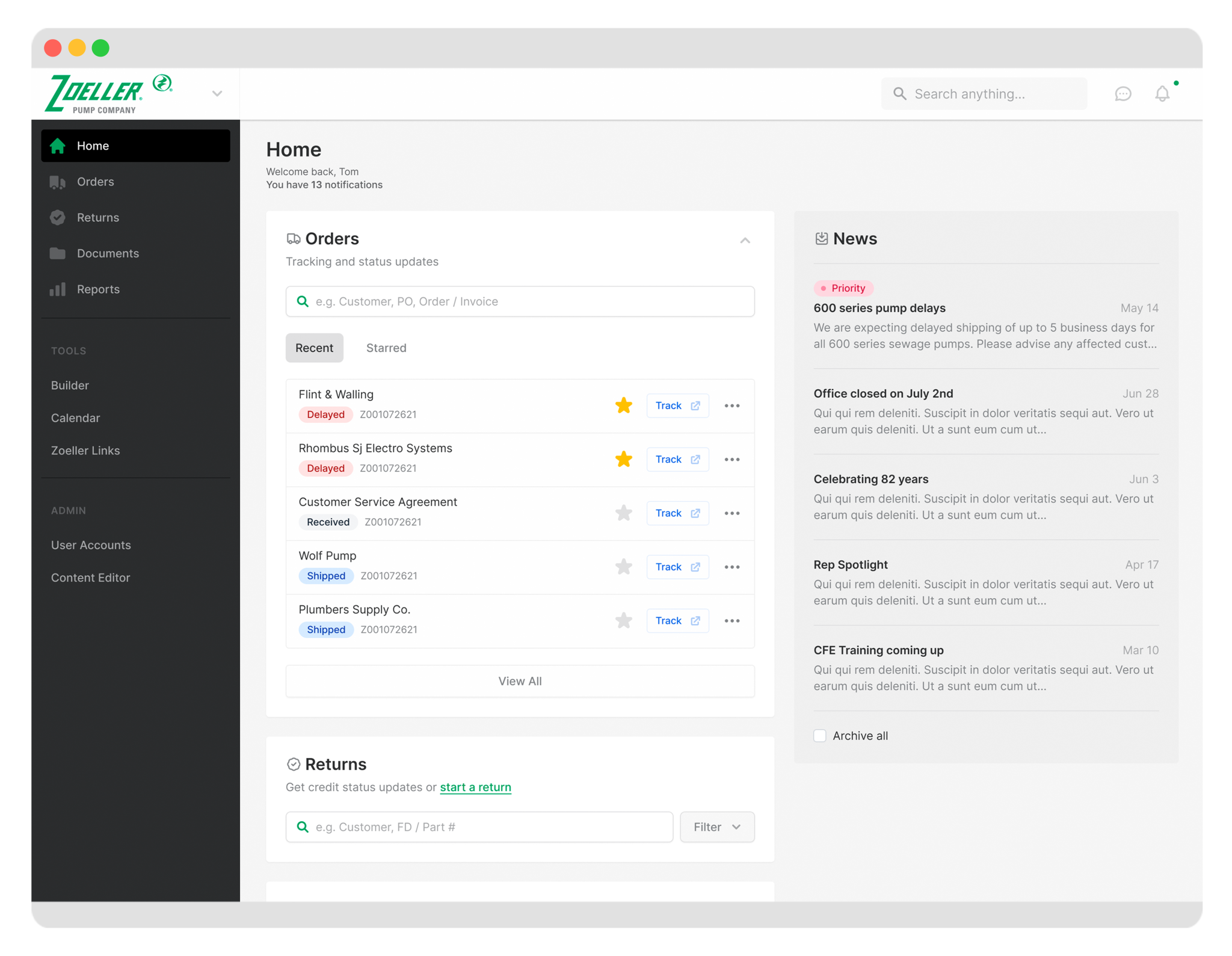 Zoeller dashboard