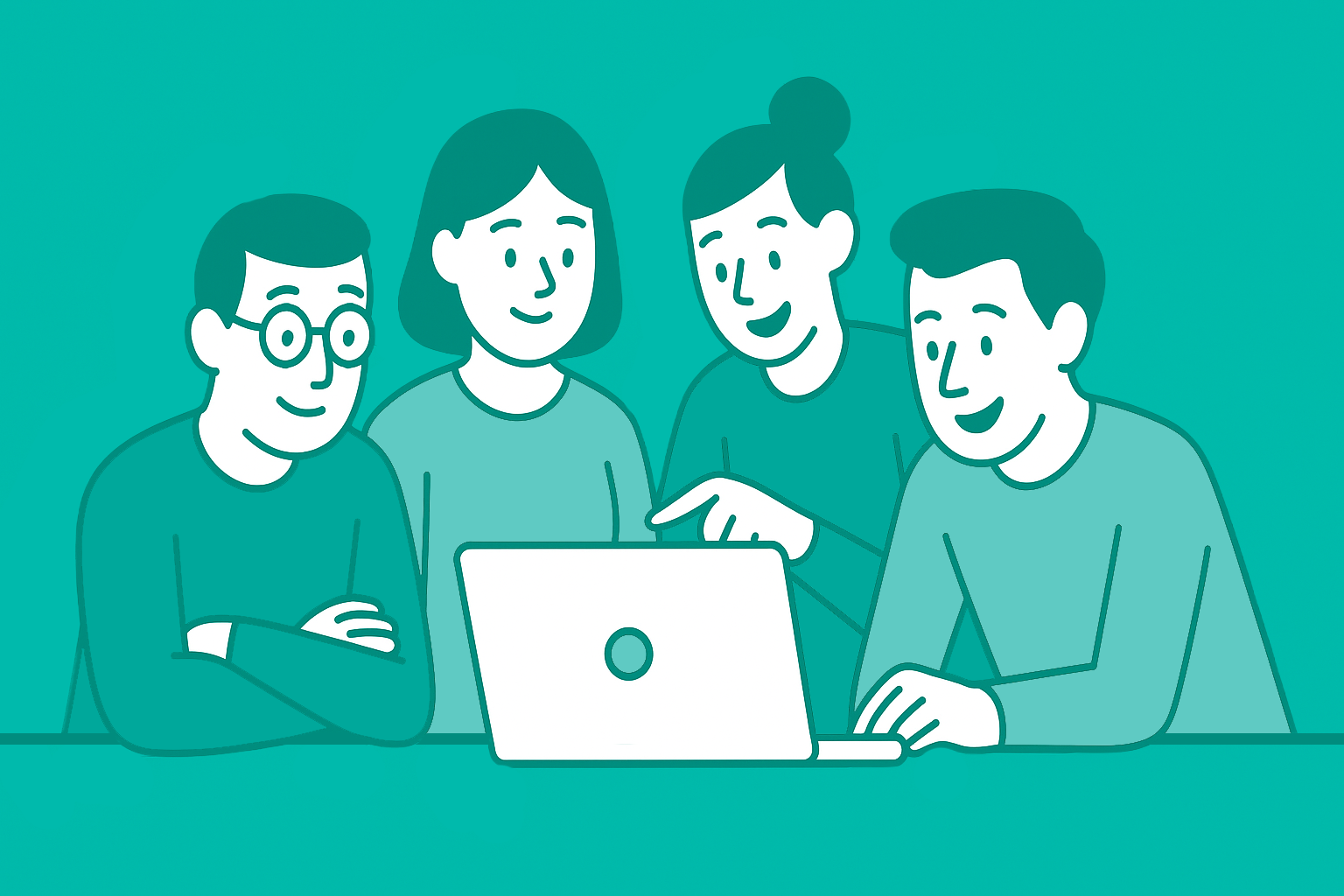 Rapid Prototyping team gathering feedback in teal